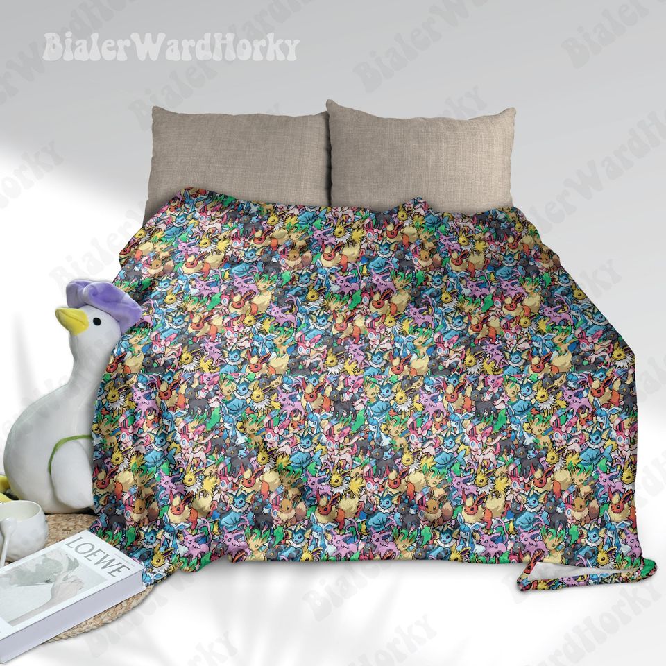 Eevee Evolution Stack Fleece Blanket, Evolution Blanket, Fleece Blanket, Anime Blanket Evolution, Gifts