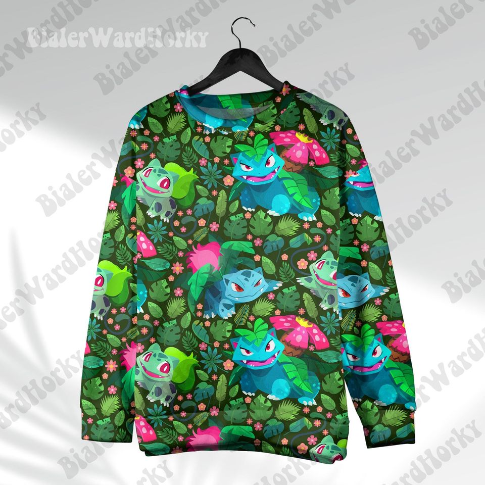 Bulbasaur Hoodie: Tropical Grass-Type Monster Anime Sweatshirt