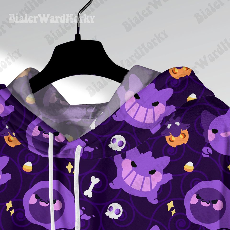 Gengar Hoodie: Ghost Type Evolution Neon Anime Sweatshirt