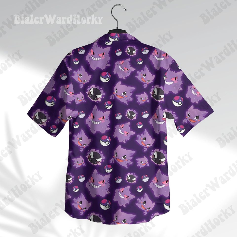 Gengar Cute Hawaiian Shirt Ghost Type Shirt Spooky Gifts