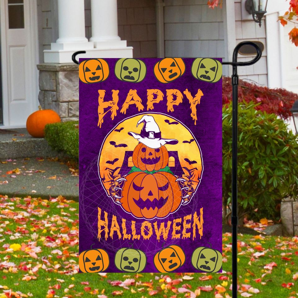 12x18 Garden Flag Sublimation Design, Happy Halloween, Digital Design