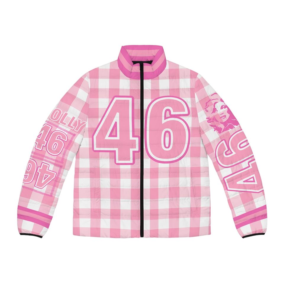 Dolly 46 Pink Checkerboard Game Day Men's Puffer Jacket
