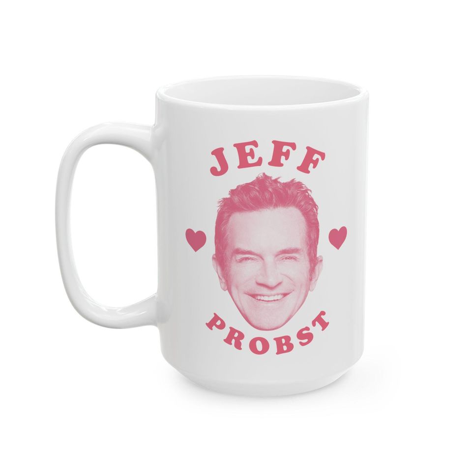 Jeff Probst pink heart mug, Jeff Probst Mug