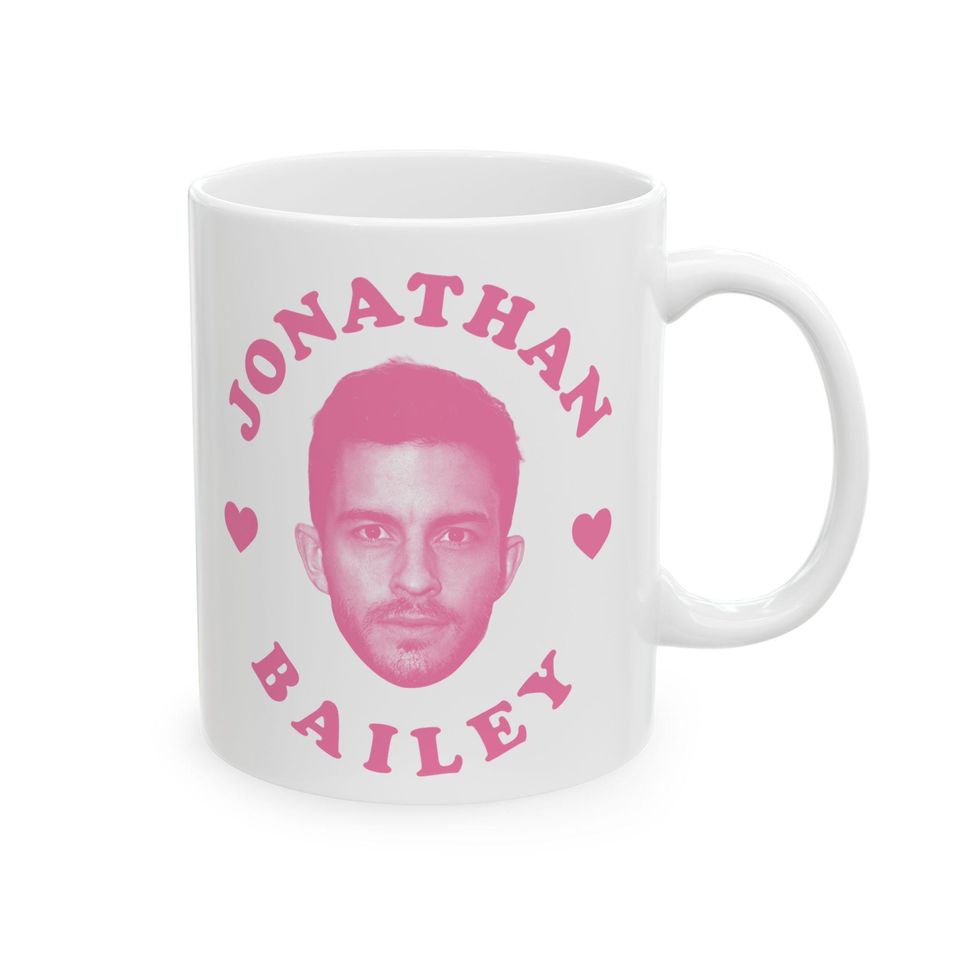 Jonathan Bailey pink heart mug, Jonathan Bailey Mug