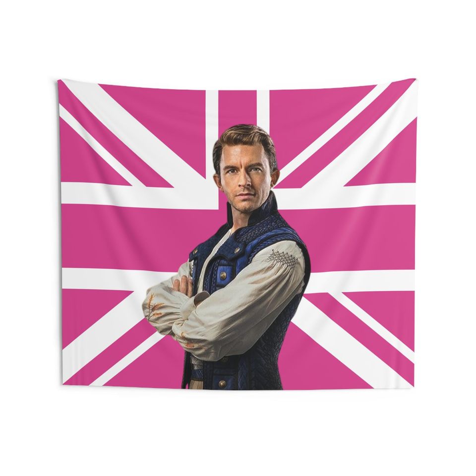Fiyero Tapestries, Fiyero Tigelaar Pink Union Flag, Jonathan Bailey Pink Flag, Fiyero (Jonathan Bailey) Union Jack Indoor Wall Tapestries