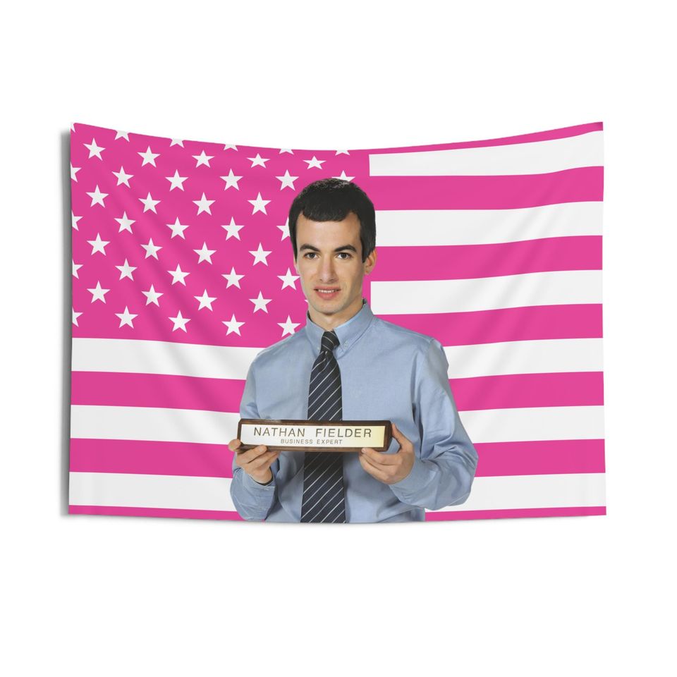 Nathan Fielder Flag, Nathan Fielder Indoor Wall Tapestries, Nathan Fielder Pink Flag