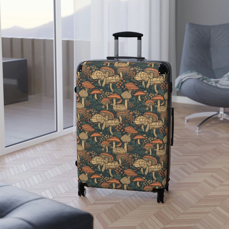 Mushroom Pattern - Travel Suitcases