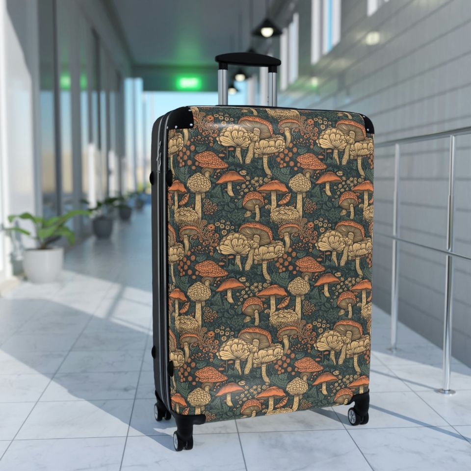 Mushroom Pattern - Travel Suitcases