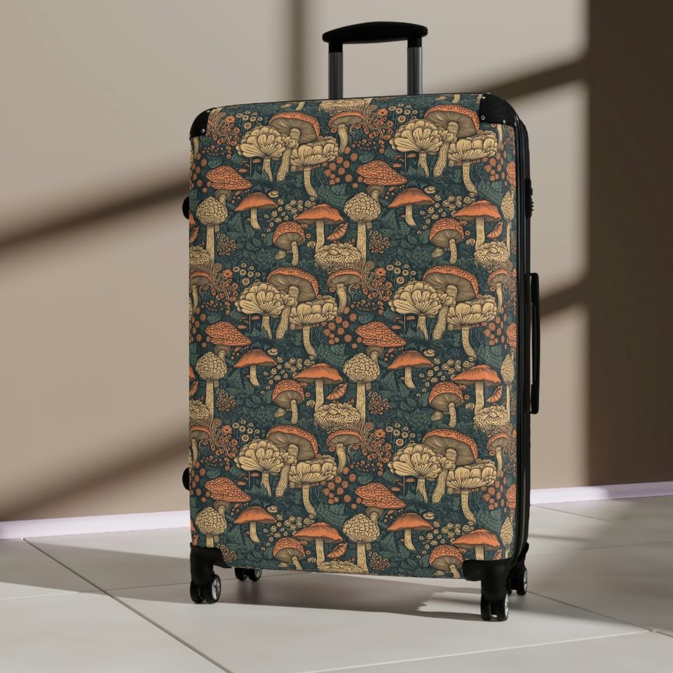 Mushroom Pattern - Travel Suitcases