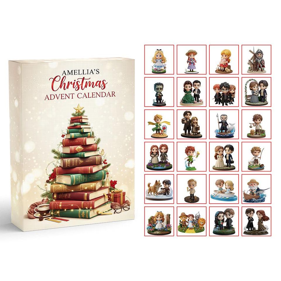 Acrylic Advent Calendar Blind Box, Fairytale Couples Storybook, Holiday Countdown Box, Mini Figure Collectibles for Readers & Fans