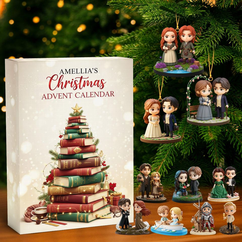 Acrylic Advent Calendar Blind Box, Fairytale Couples Storybook, Holiday Countdown Box, Mini Figure Collectibles for Readers & Fans