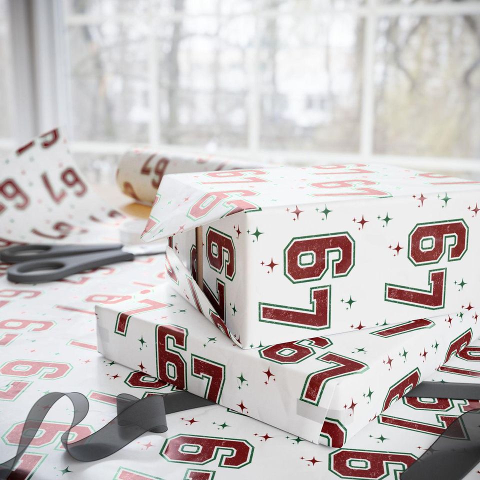 67 Christmas Wrapping Paper, Kids Funny & Meme Holiday Gift Wrap