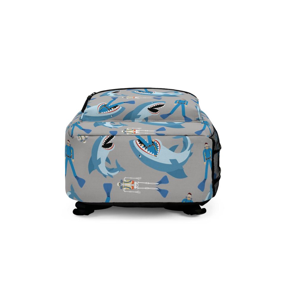 Shark Backpack, Gift for Diver, Vibrant Polyester School Bag