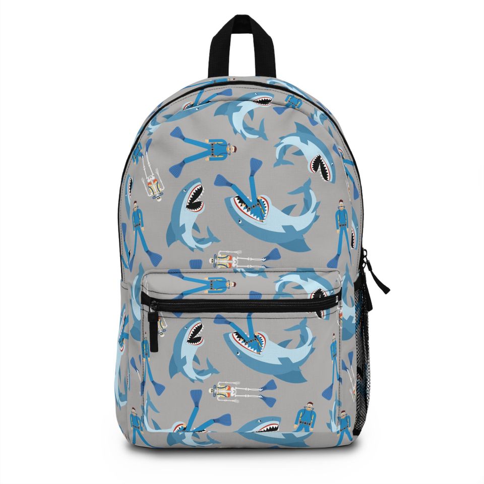 Shark Backpack, Gift for Diver, Vibrant Polyester School Bag