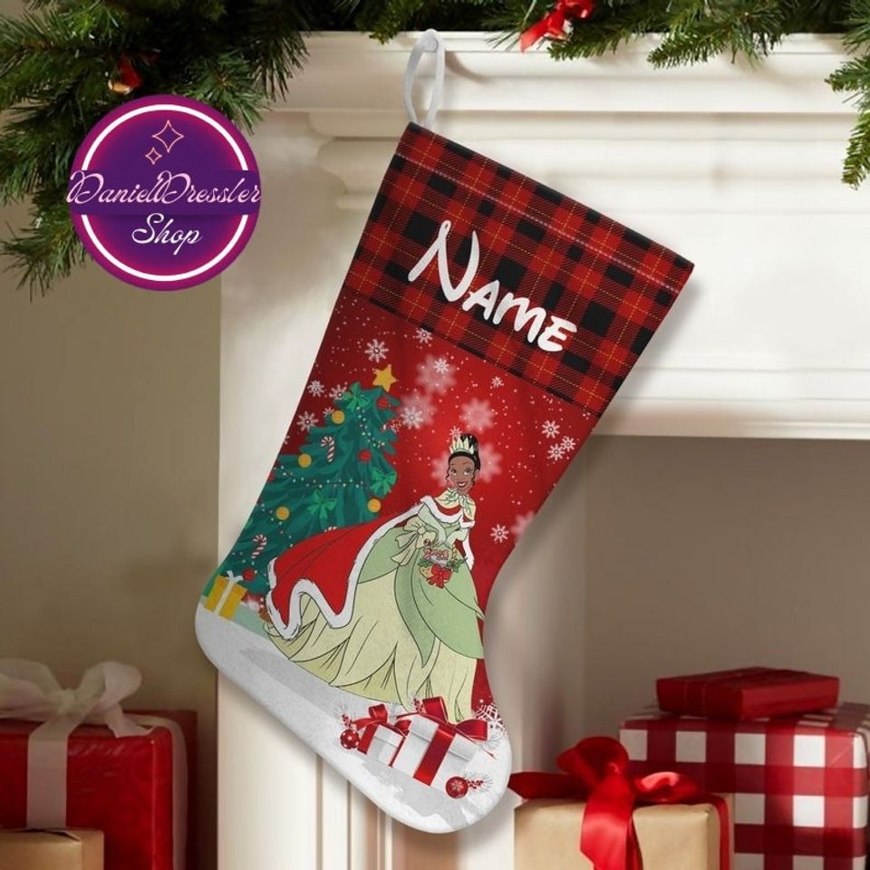 Personalized Disney Princess Christmas Stocking, Stocking With Name, Disney Princess Characters Stocking
