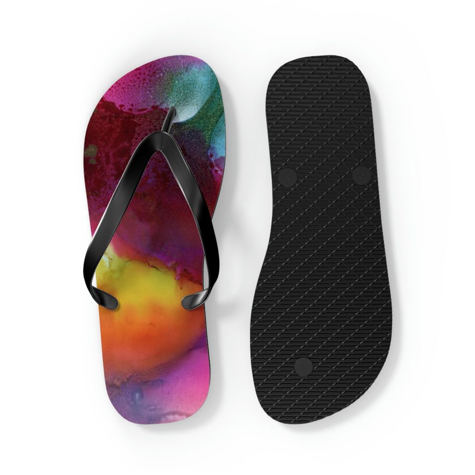 Watercolor Wave Flip Flops