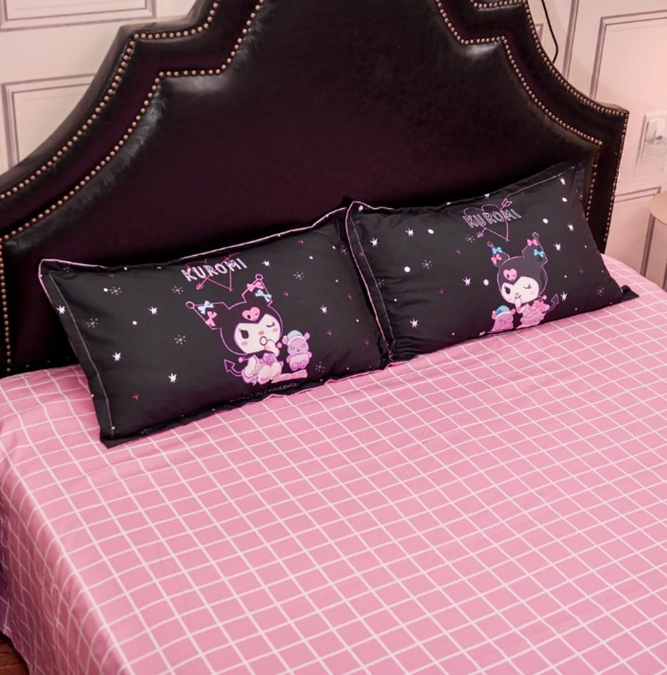 Pink Black Duvet Cover Set, Hello Kitty, Kuromi Bedding Set
