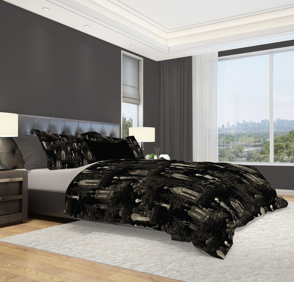 Walking Graveyard Halloween Bedding set, Vintage Halloween Decoration