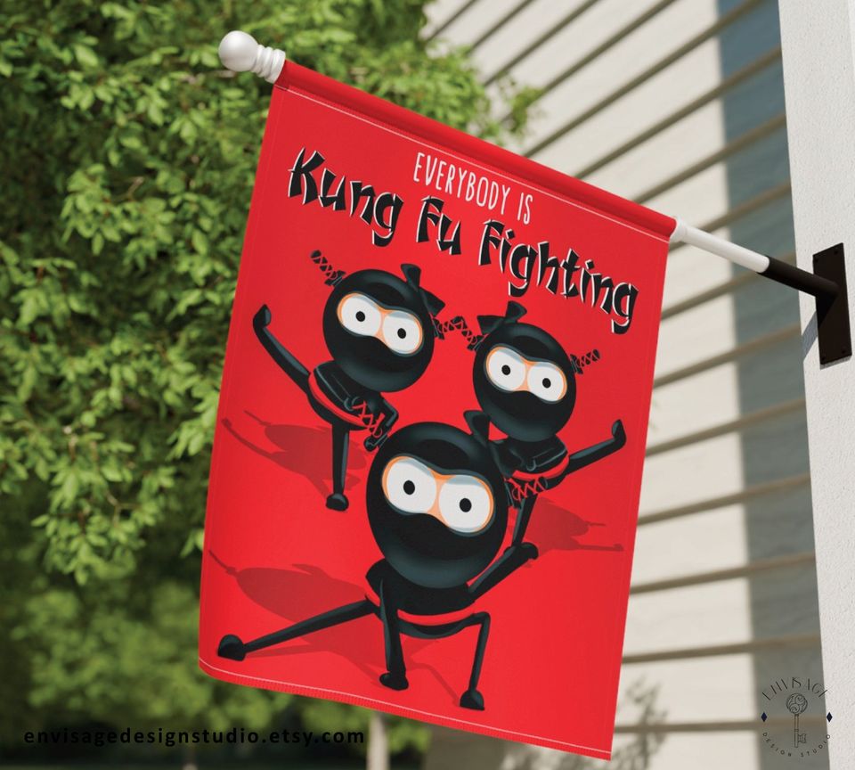 Kung Fu Funny House Flag - Outdoor Halloween Decor