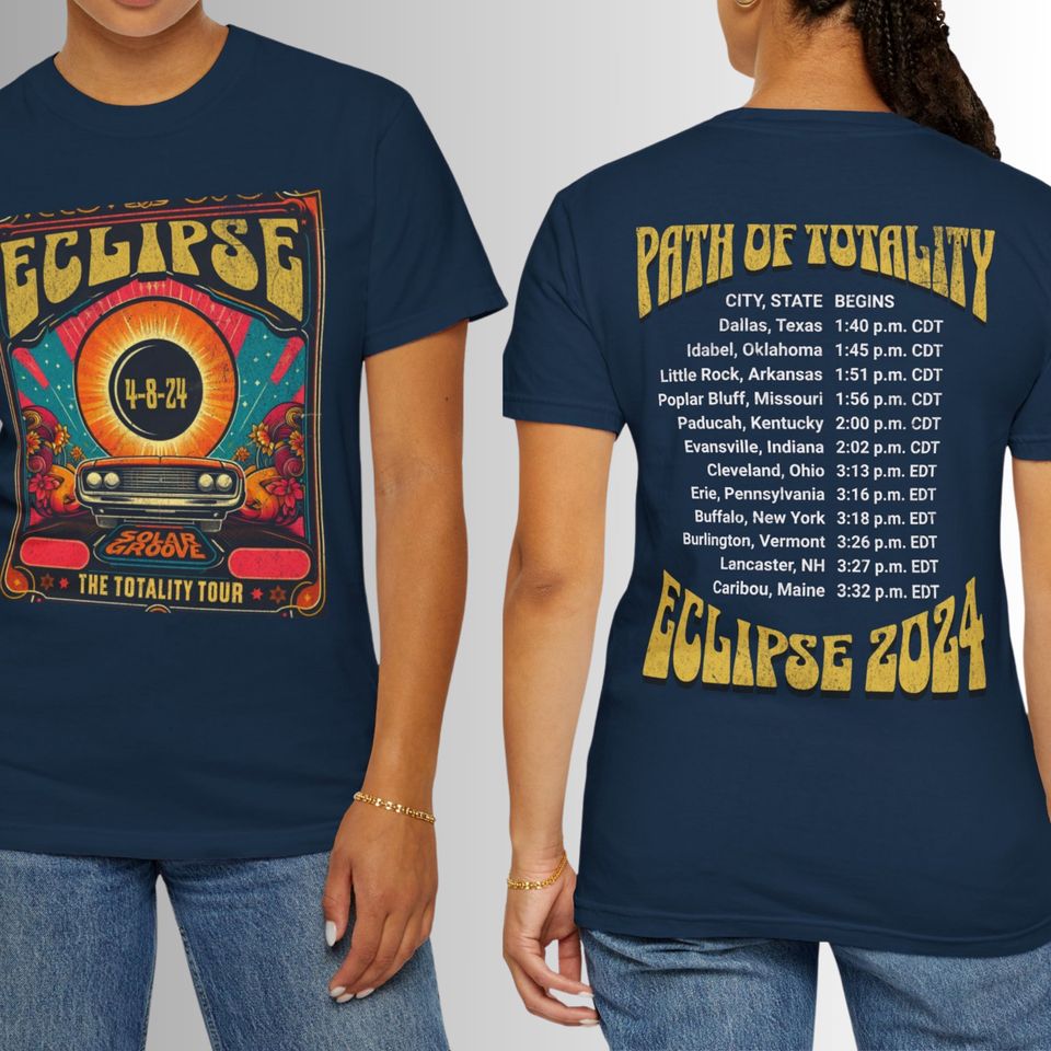 Solar Eclipse 2024 Comfort Colors 1717 Unisex Retro Style Path of Totality 2024