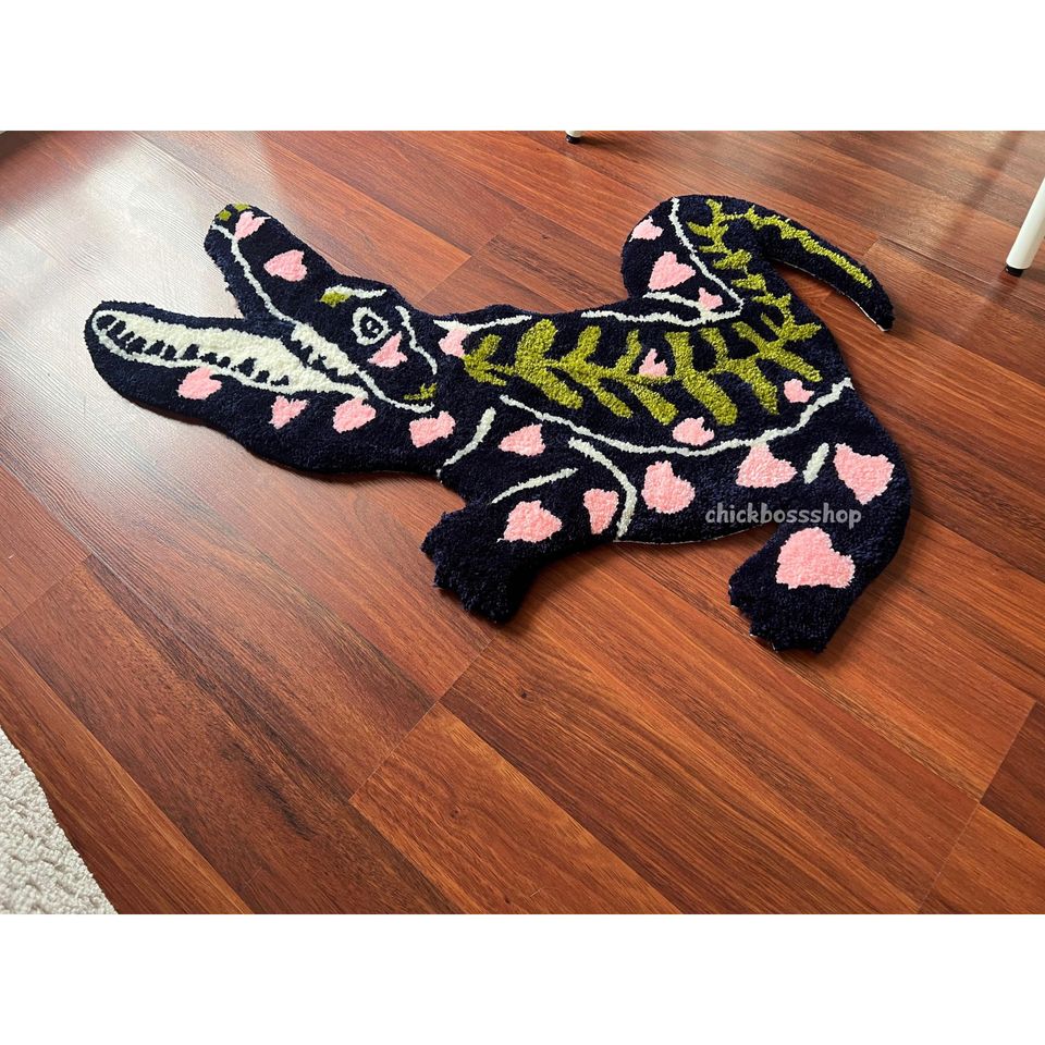 Handmade Tufted Crocodile Rug: Funky Animal Rug
