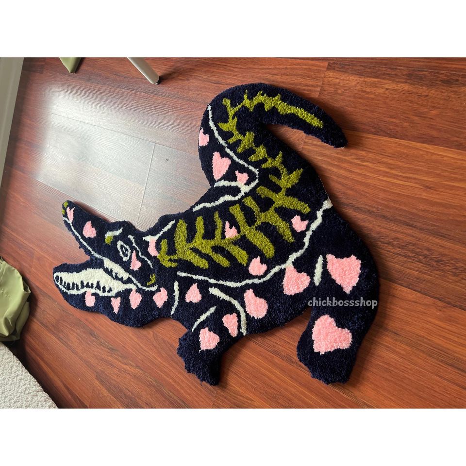 Handmade Tufted Crocodile Rug: Funky Animal Rug