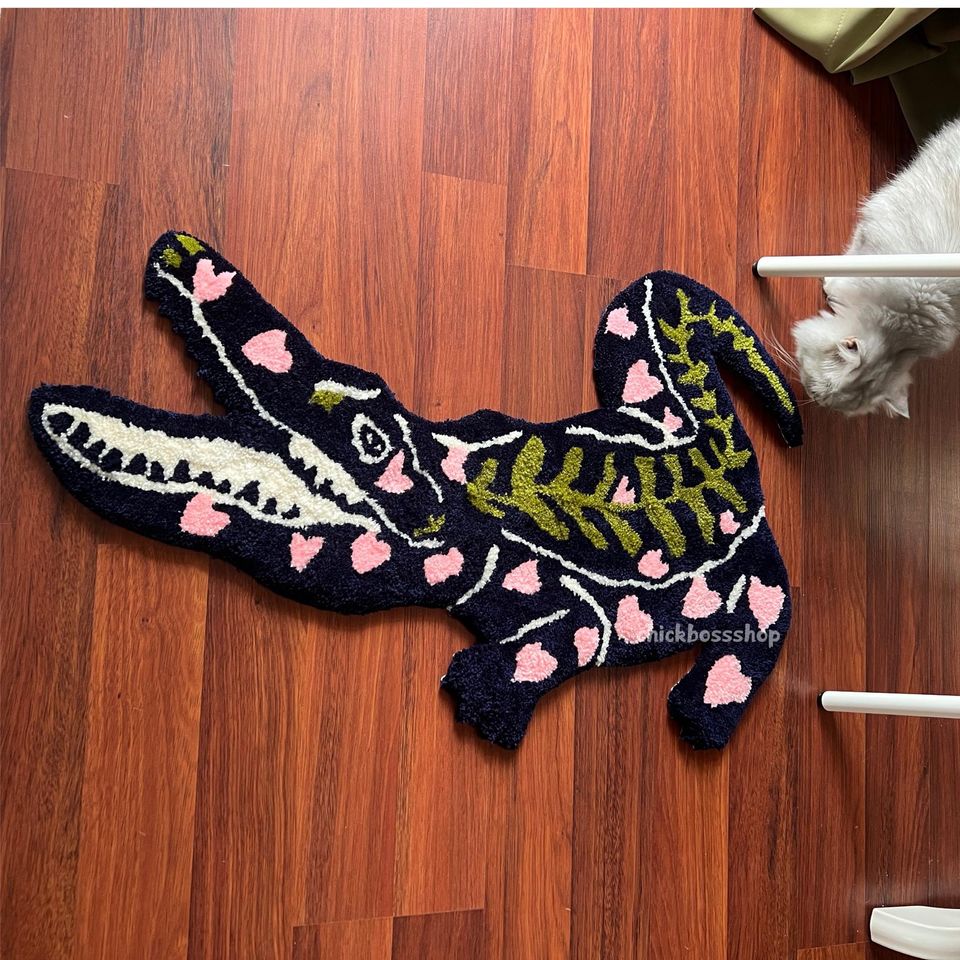 Handmade Tufted Crocodile Rug: Funky Animal Rug