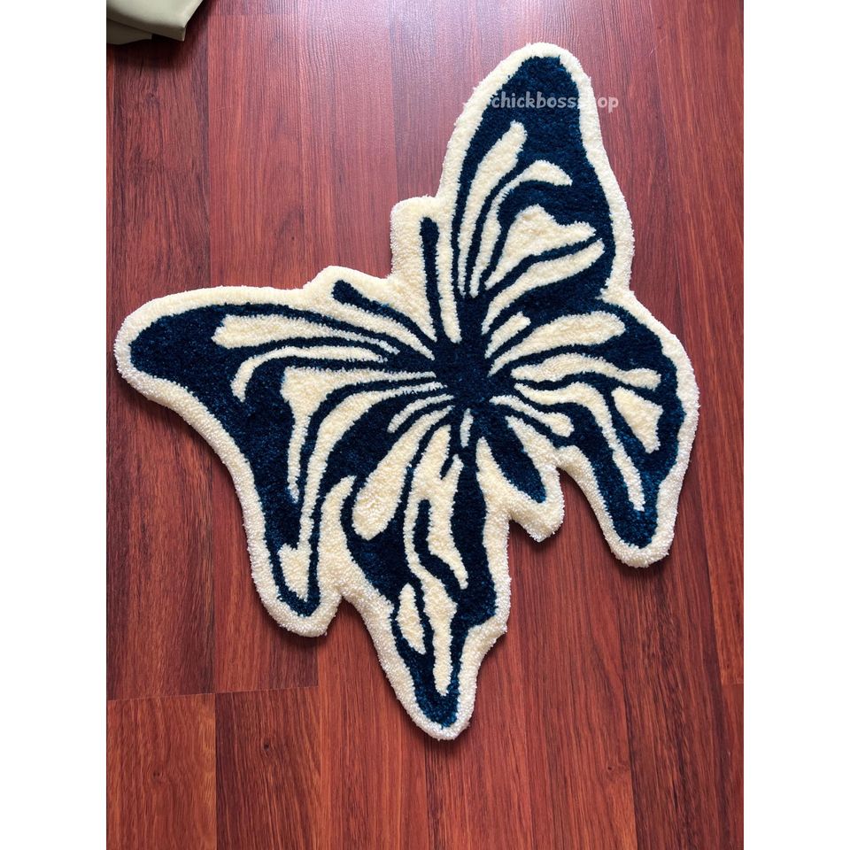 Handmade Tufted Butterfly Tufted Rug - Aesthetic Soft Plush Decorative Handmade Rug