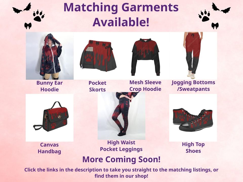 Vamp Goth Skorts, Elasticated Waist, Pockets, Alternative Dark , Shorts Loose Overlay Red Black Drip Theme, Comfortable Fit