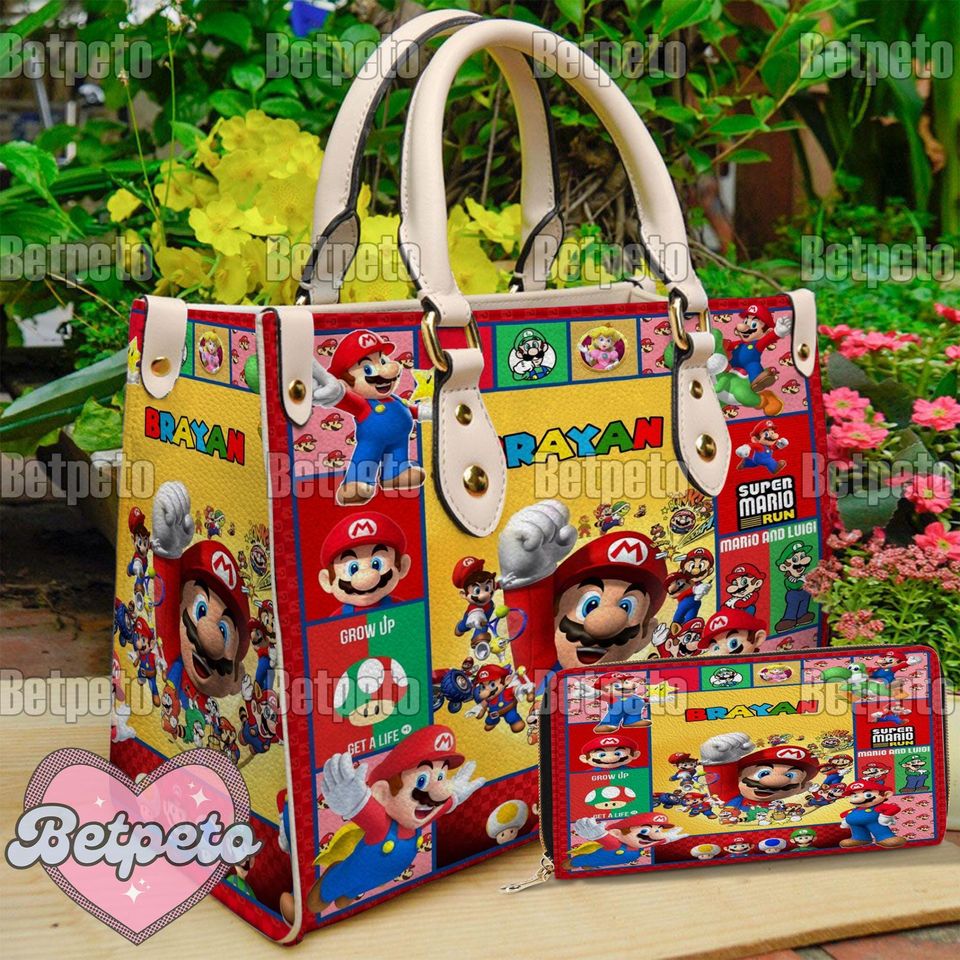 Super Mario Christmas Leather Handbag, Super Mario Shoulder Bag, Crossbody Bag, Top Handle Bag, No Wallet