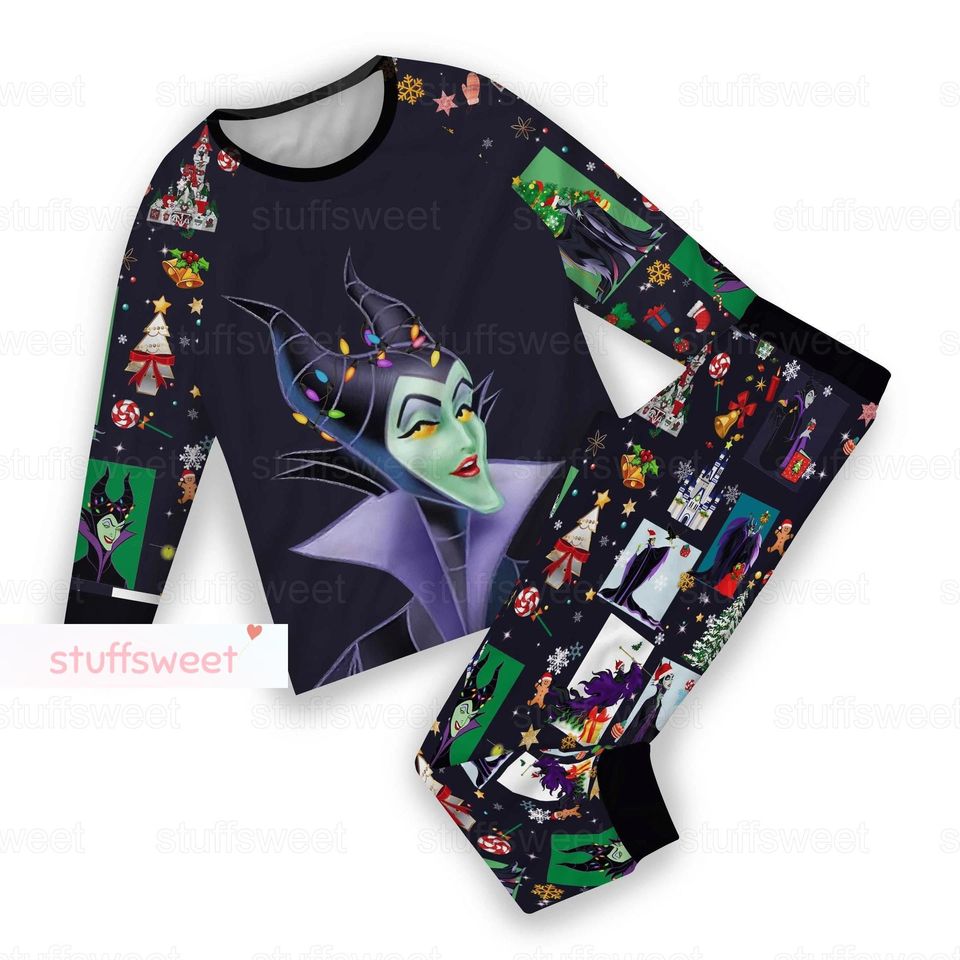 Christmas Maleficent Pajamas Set, Disney Maleficent Pajamas