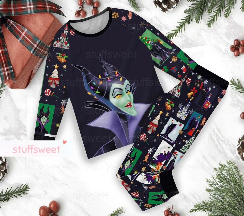 Christmas Maleficent Pajamas Set, Disney Maleficent Pajamas