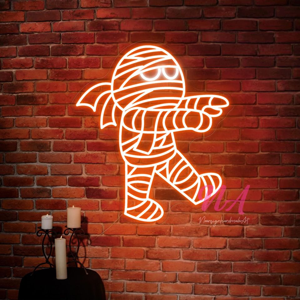 Mummy Neon Sign, Halloween Led Neon Sign, Mummy Decor Wall, Custom Neon Sign, Spooky Decor Sign, Halloween Gift, Halloween Decor Sign