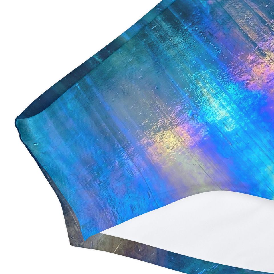 Girls Two Piece Swimsuit. Iridescent Blue.