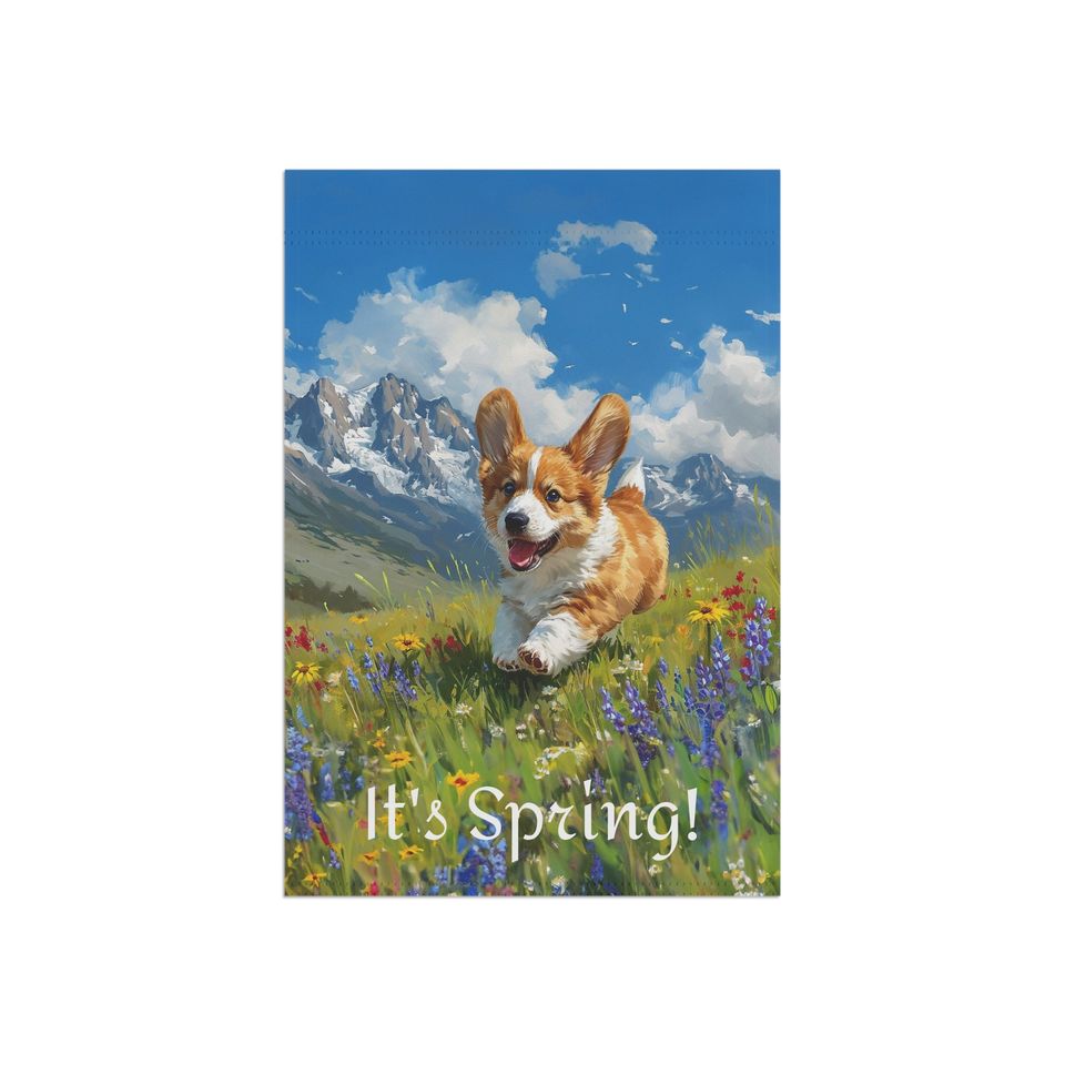 Cute Corgi Garden Flag, Dog Lover Garden Flag