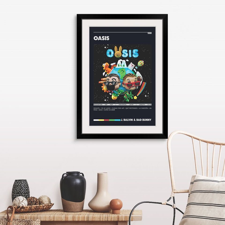 J. Balvin And Bad Bunny Poster Print | Oasis Retro Album Poster Print
