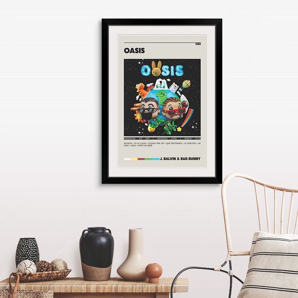 J. Balvin And Bad Bunny Poster Print | Oasis Retro Album Poster Print