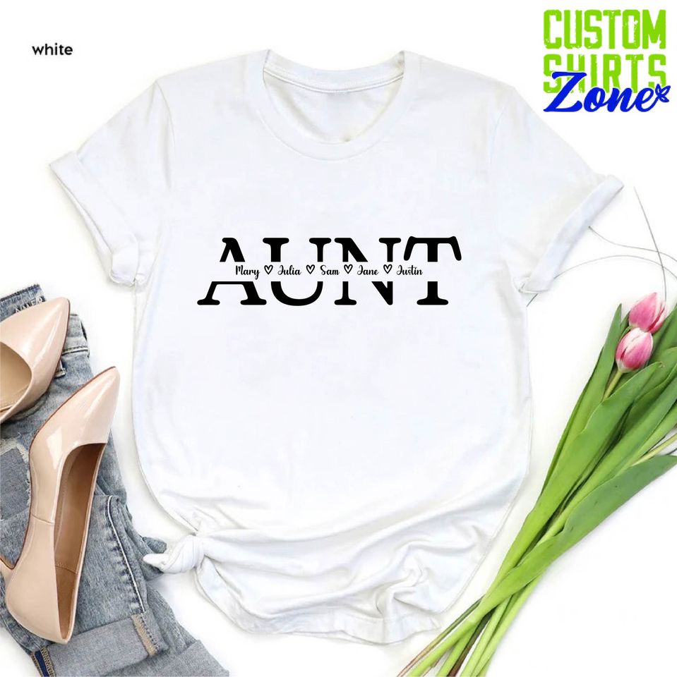 Personalized Aunt T-Shirt, Blessed Auntie Tee, Auntie Birthday Shirt, Custom Name Aunt Tee, New Aunt Gift