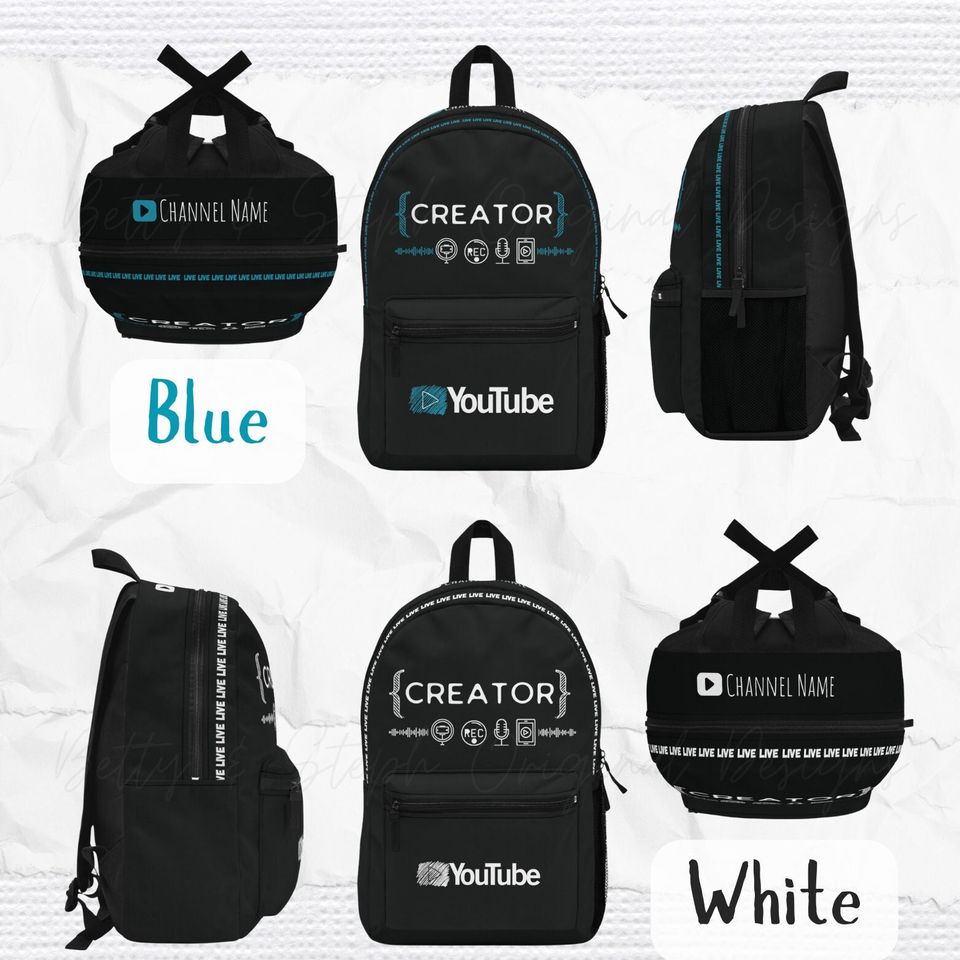 Personalized Backpack YouTube Creator Back To School Idea Custom Laptop Backpack Keepsake Gift Multiple Colors Available