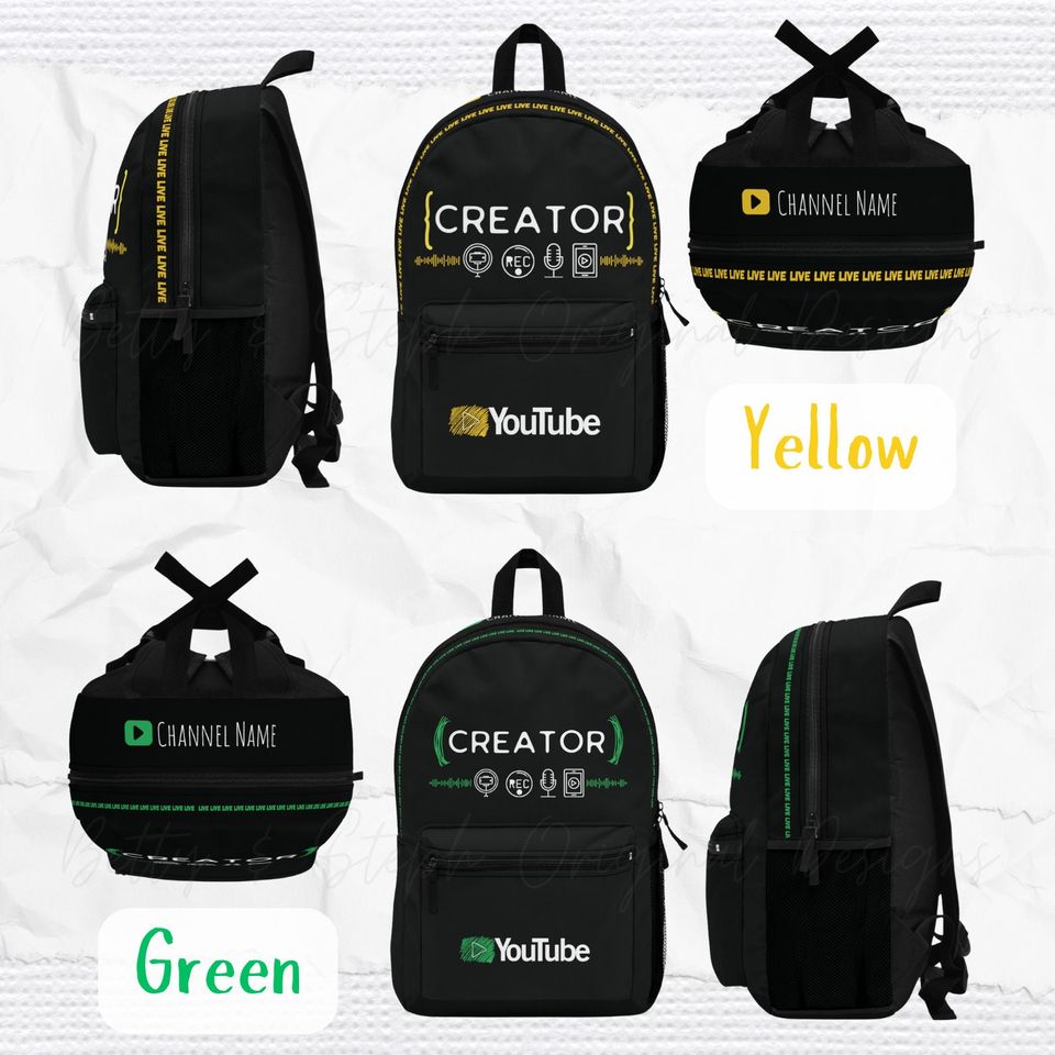 Personalized Backpack YouTube Creator Back To School Idea Custom Laptop Backpack Keepsake Gift Multiple Colors Available