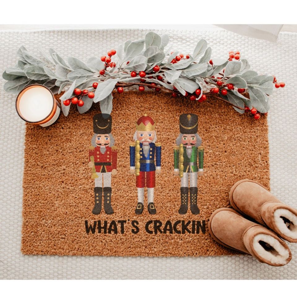 Christmas Nutcracker Coir Doormat Holiday Welcome Mat