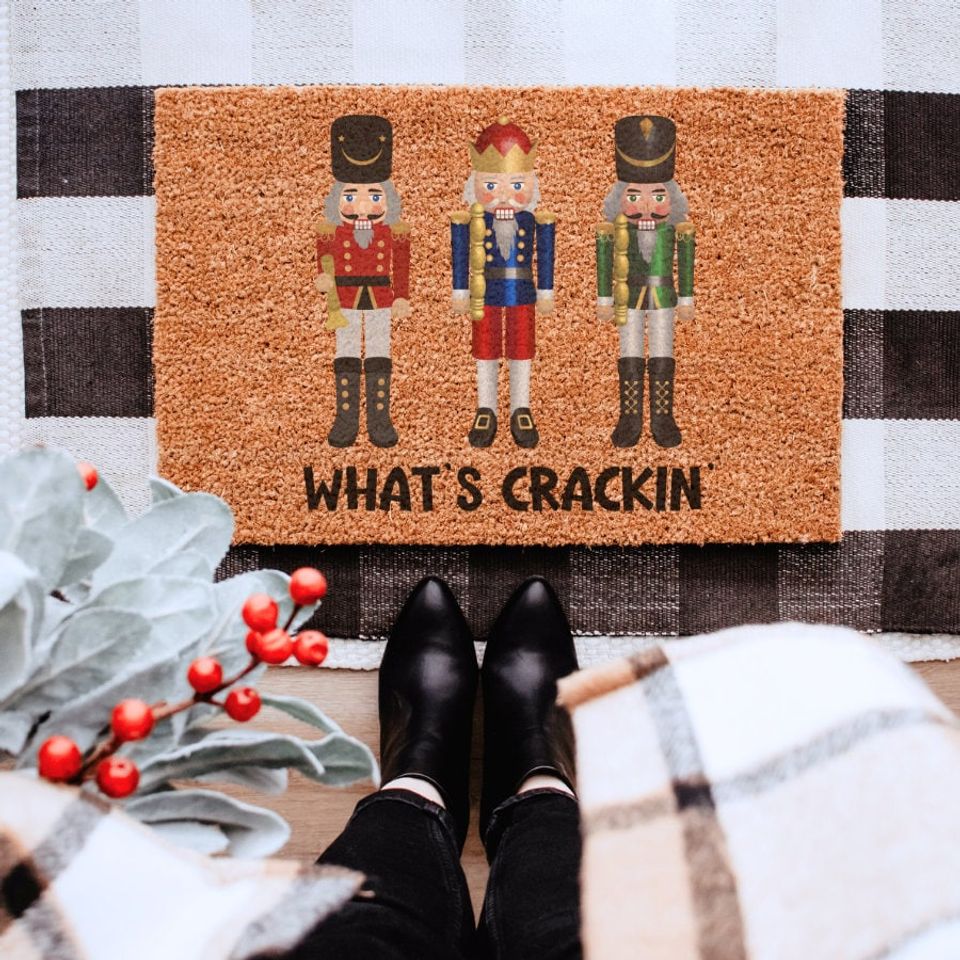 Christmas Nutcracker Coir Doormat Holiday Welcome Mat