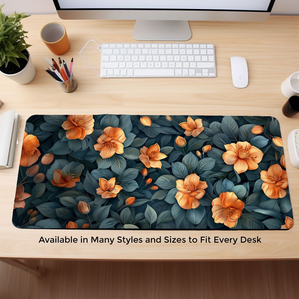 Art Nouveau Botanical Flowers Desk Mat Mousepad