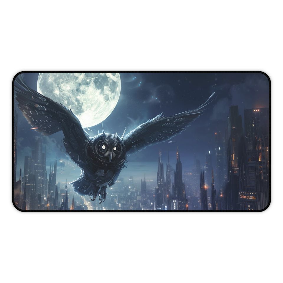 Cyberpunk Owl Desk Mat