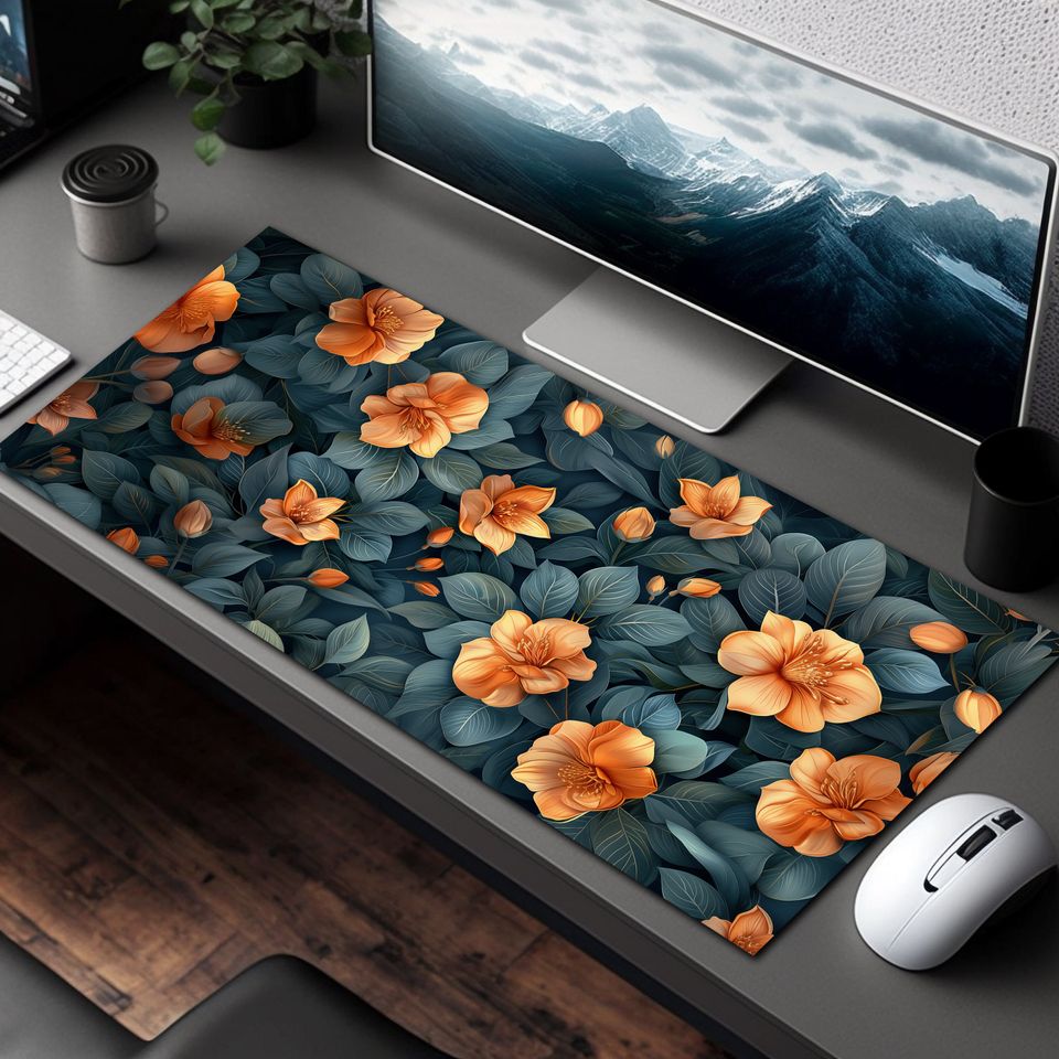 Art Nouveau Botanical Flowers Desk Mat Mousepad