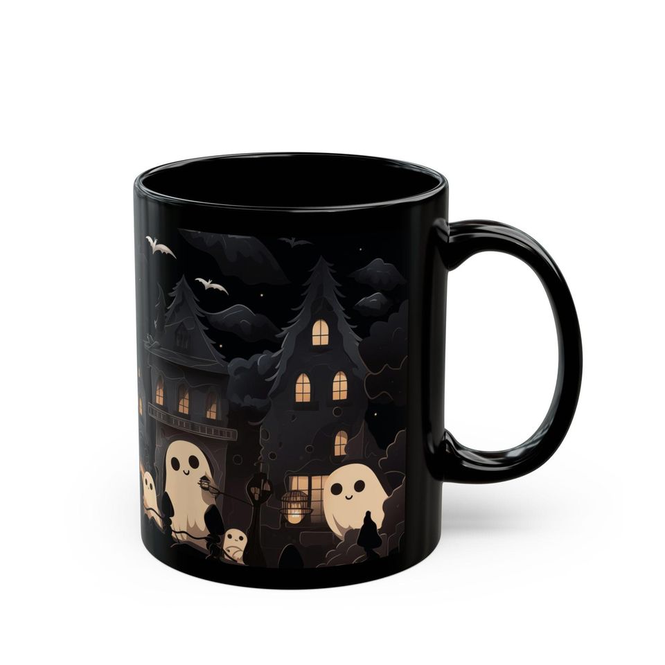 Kawaii Goth Ghosts Coffee Mug - Halloween Mug - Spooky Mug - Ghost Mug - Ghost Tea Cup
