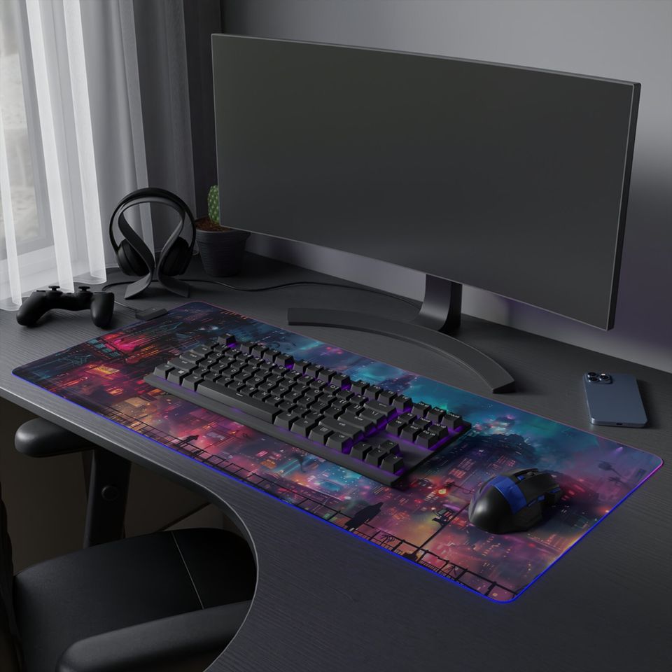 Ghostly Cyberpunk Gaming Mouse Pad