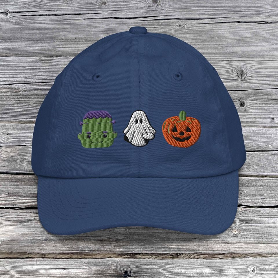 Halloween Fall Spooky Season Pumpkin Ghost Youth baseball cap