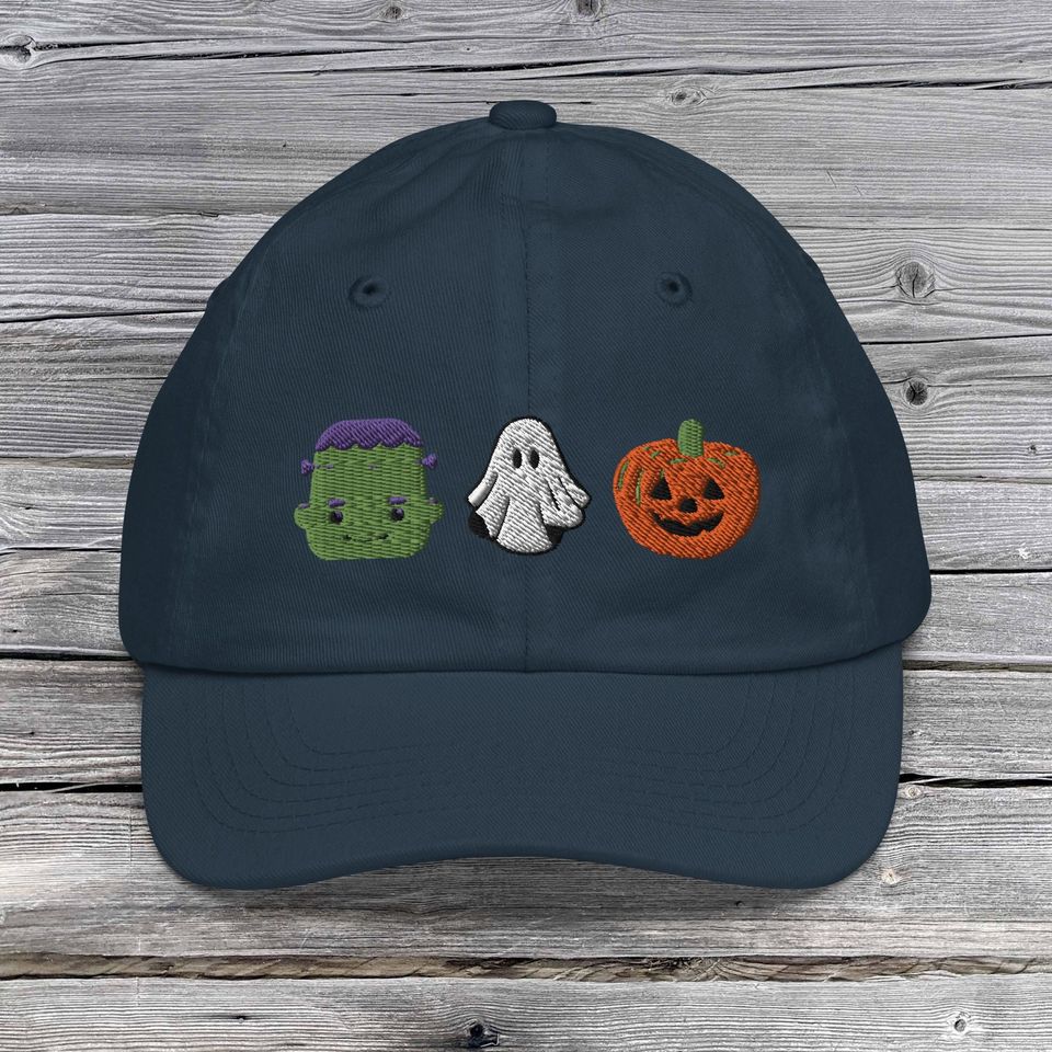 Halloween Fall Spooky Season Pumpkin Ghost Youth baseball cap