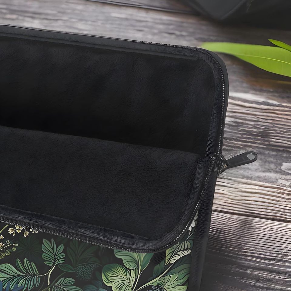 Botanical Laptop Sleeve - Green Leaf Protective Case for Tablets